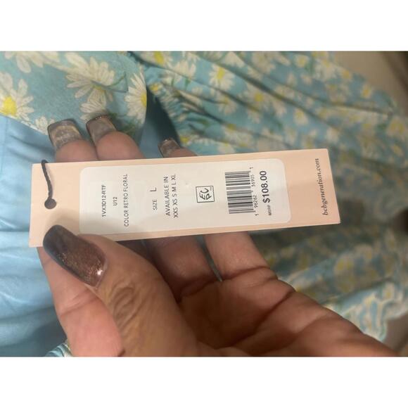 BCBG Generation Retro Floral Ruffle Dress - Size L - Picture 3 of 5